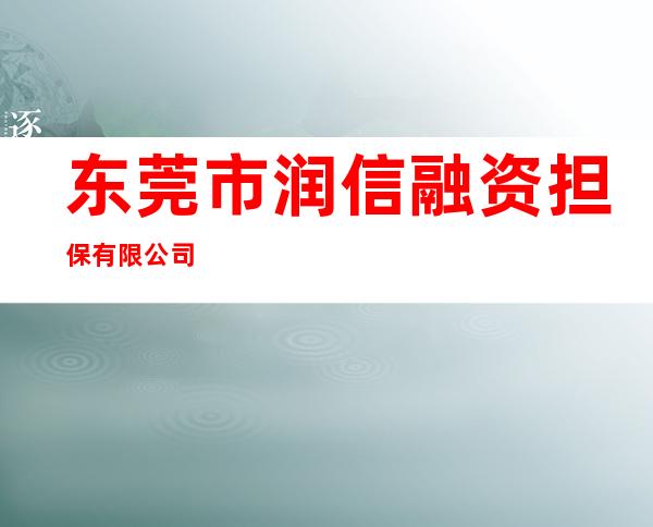 东莞市润信融资担保有限公司