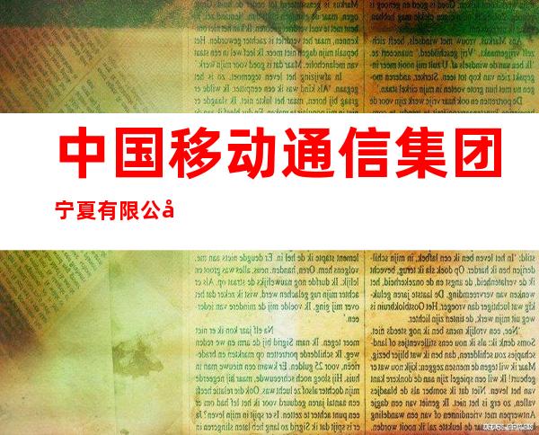 中国移动通信集团宁夏有限公司银川分公司