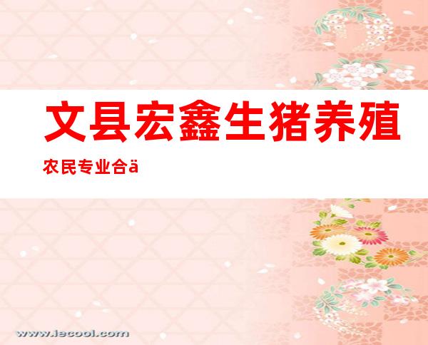 文县宏鑫生猪养殖农民专业合作社