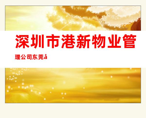 深圳市港新物业管理公司东莞分公司