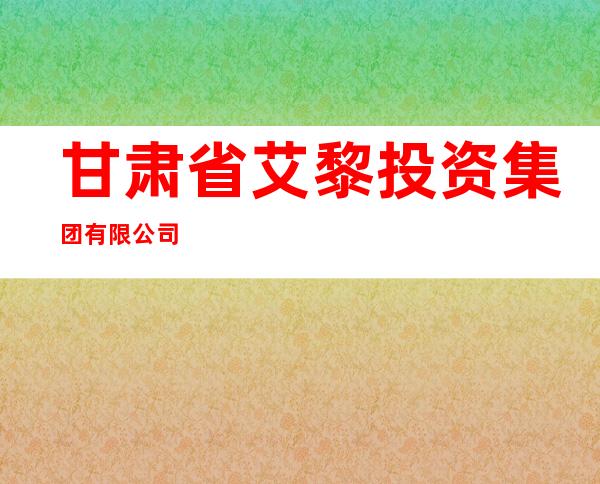 甘肃省艾黎投资集团有限公司