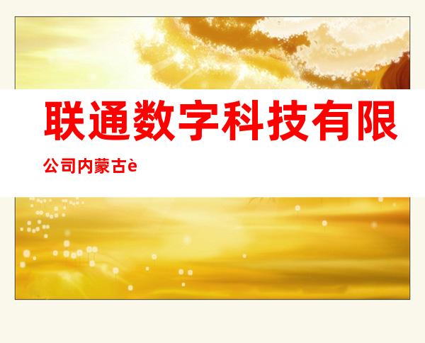 联通数字科技有限公司内蒙古自治区分公司
