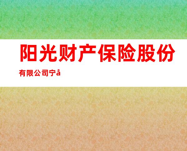 阳光财产保险股份有限公司宁夏分公司